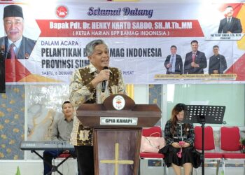 Bupati Deliserdang dr. H. Asri Ludin Tambunan Lantik Pengurus BAMAG Sumut, Sekaligus Penyaluran Bantuan Korban Banjir