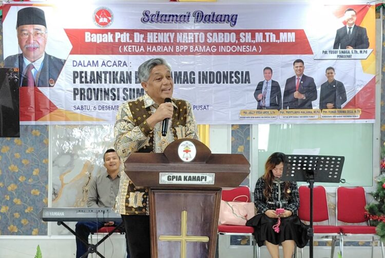 Bupati Deliserdang dr. H. Asri Ludin Tambunan Lantik Pengurus BAMAG Sumut, Sekaligus Penyaluran Bantuan Korban Banjir