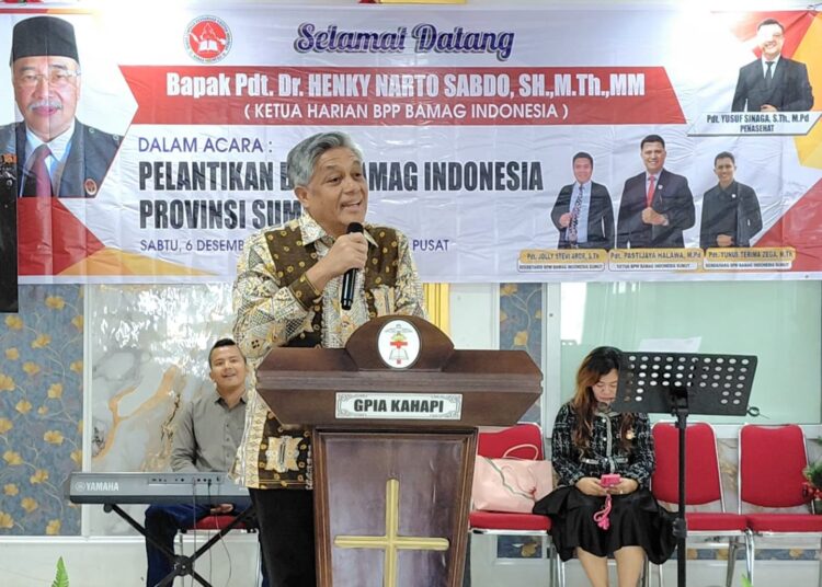 Bupati Deliserdang dr. H. Asri Ludin Tambunan Lantik Pengurus BAMAG Sumut, Sekaligus Penyaluran Bantuan Korban Banjir