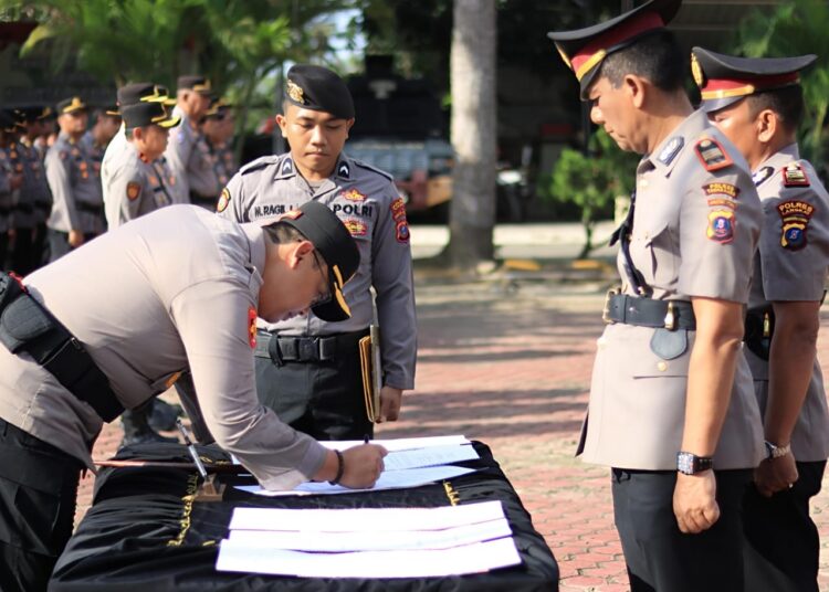 Kapolres Langkat Pimpin Sertijab Kabag Kasat Kapolsek Hingga Purna Bakti Polri