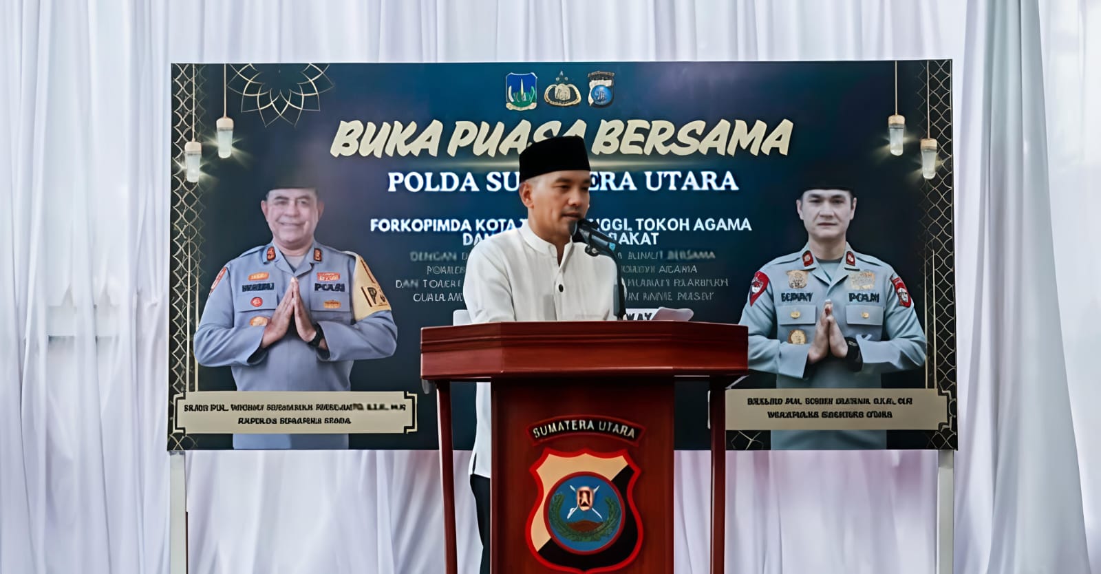 PERERAT SINERGITAS DI BULAN SUCI RAMADHAN, WALIKOTA TEBINGTINGGI HADIRI BUKA PUASA BERSAMA POLDA SUMUT DI MASJID AL HAQ DEBLOT SUNDORO - IMG 20260318 WA0024