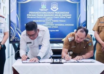 PERMUDAH LAYANAN PASPOR, PEMKO TEBING TINGGI DAN KANWIL IMIGRASI SUMUT LAKUKAN PENANDATANGANAN PINJAM PAKAI ASET GEDUNG ULP